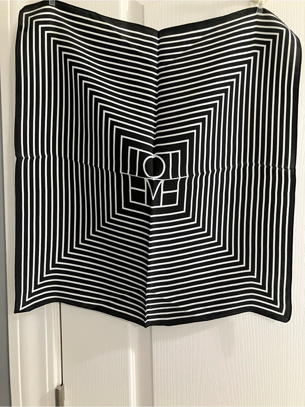 100% silk scarf bandana stripe print black white